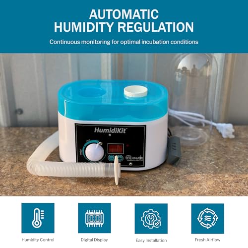 HumidiKit™ with Digital Hygrostat - Auto Humidifier with 1L Water Bottle - Humidity Controller for All Types of Eggs - Automatic Humidity System Compatible with Most Incubators