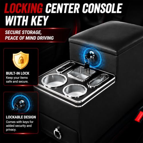 Center Console Between Seats for Minivans, SUVs, Middle Van - size: with Cup Holders/Phone Slot/Locking