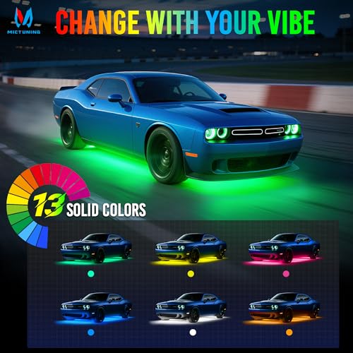 MICTUNING U8 RGB Underglow LED Light Bar, Dual Remote Control, Multicolor Underbody Light Strip with Aluminum Housing, Car SUV Exterior Neon Accent IP68 Waterproof, 8pcs - size: RGB & 2 Remote