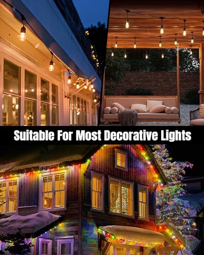 LZC 25 Pack Clear Adhesive Strips Hooks for Outdoor String Lights Clips - color: 25PCS Clear Light Hooks