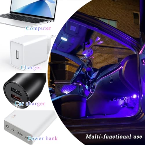 KVAEY USB Star Night Light, Adjustable Sound Activated Car Roof Atmosphere Lamp, Portable Romantic LED Auto Interior Ambient Light for Car, Bedroom, Party, Ceiling - color: 2 PCS
