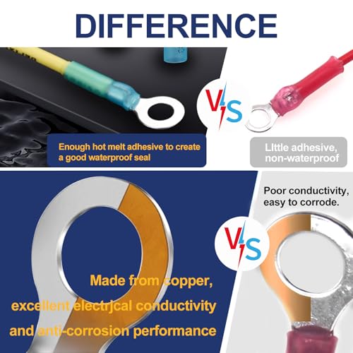 360Pcs Heat Shrink Ring Terminals Kit-Waterproof Crimp Wire Connectors - color: 360PCS, size: KIT