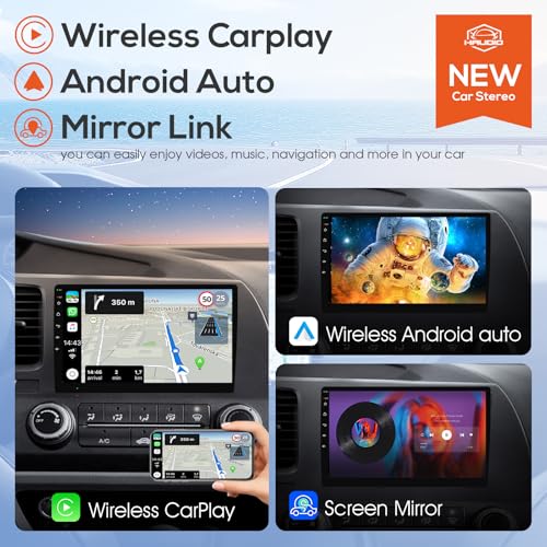 Haudio 10.1-Inch Double-DIN Android Car Stereo, Wireless Apple CarPlay and Android Auto, 2GB RAM, 64GB Storage, Bluetooth, Backup Camera, GPS Navigation, Wi-Fi, FM/AM/RDS Radio, 1280 x 720 Touchscreen - size: 10.1 inch
