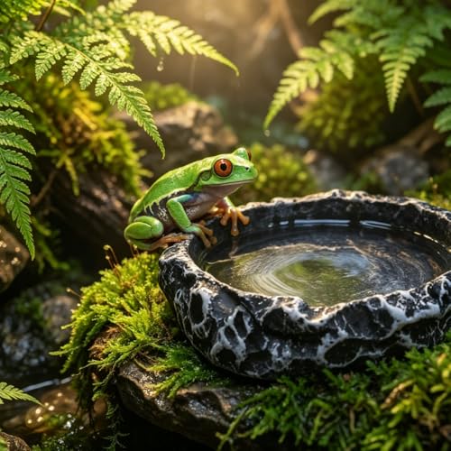 1PCS Leopard Gecko Tank Accessories,Reptile Water Dish & Food Bowl Set with Feeding Tweezers for Leopard Gecko, Lizard, Frog, Snake, Chameleon, Tortoise
