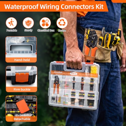 1052PCS Waterproof Electrical Connectors Kit with Crimper Tool