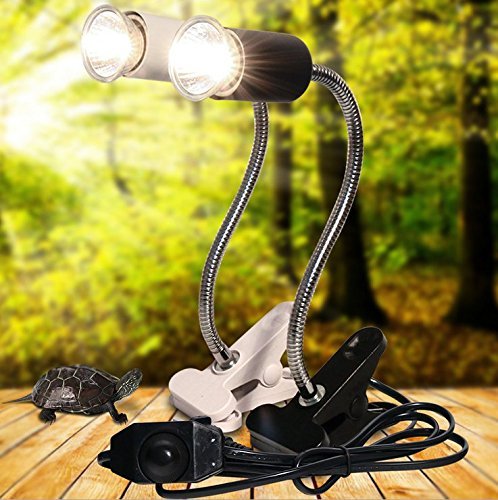 UVA UVB Light Bulb Reptile Ceramic Heat Lamp Pet Heating Bulb Holder Clamp Lamp Fixture Heating Light Lamp For Reptiles,Aquarium Reptile Light Adjustable Habitat Lighting Stand,110V-130V(Black)