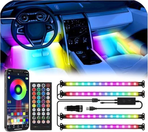 RGB-IC Car Interior Lights, 48 LED USB Under Dash Ambient Light Strips - color: APP RGBIC 48 Lights