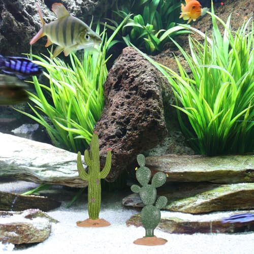 BESPORTBLE Terrarium Cactus Plants, 2Pcs Reptile Plants Terrarium Decor- 5. 5Inch Simulation Cactus Plant Landscaping Decoration for Tortoise Lizard Gecko Bearded Dragon