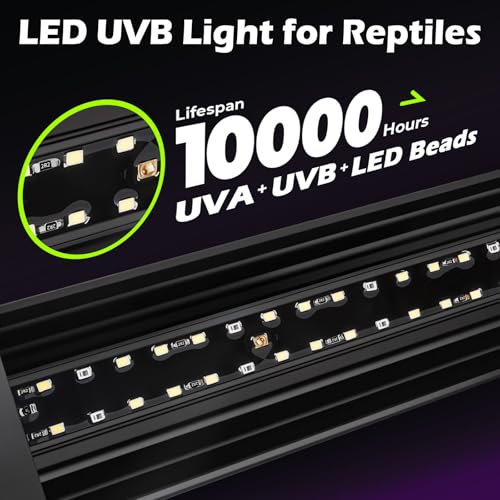 UVB Light for Reptiles 10W 15.7IN LED UVA UVB Terrarium Lamp with 4 Auto Modes for Ferguson Zones UVB Bulb with Timer for for Bearded Dragons, Leopard Gecko, Snake, Turtle & More - size: 10W-15.7IN