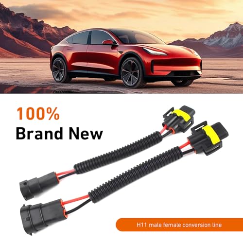 2 PCS Car Bulb Socket Conversion Wiring Harness, H11 Extension Wiring Harness Sockets Wires, Car Male-to-Female Conversion Connector, Universal for High/Low Beam, Fog Lights - color: H11