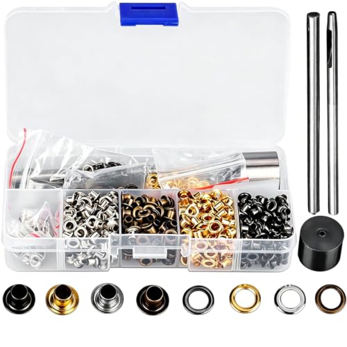 Moofey 3mm Leather Grommet Kit, 420 PCS Eyelets and Grommets with 3 Tools
