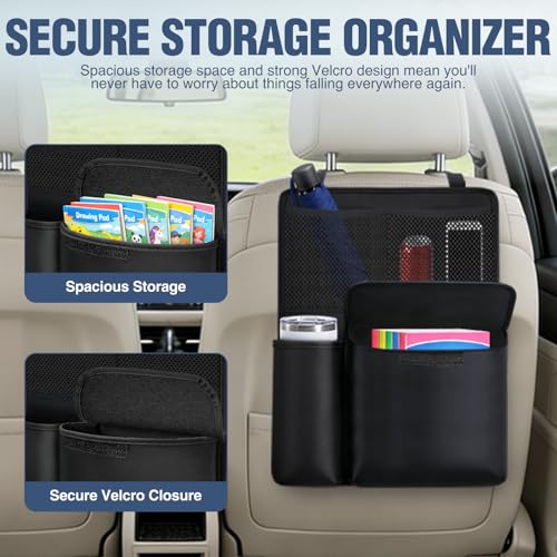 Nilight Car Seat Back Organizer 2PCS Black PU Leather Universal - color: Black Leather-2Pcs Middle Size