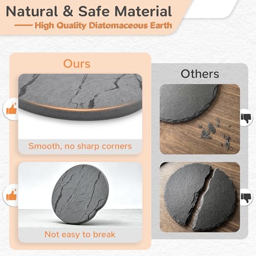 Reptile Basking Platform, Diatomaceous Earth Slate Rock Feeding Dish, Tortoise Bathing Resting Terrace Habitat Accessories for Bearded Dragon Leopard Gecko Snake Lizard Turtle Tank, 6''x6'' - size: 6''x6''