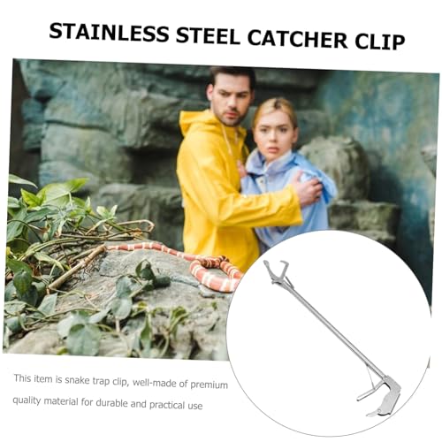 Alasum 1pc Folding Stainless Steel Snake Catcher Clamp Lock Practical Reptile Grabber Tool for Safe and Capture Gardens and Zoos