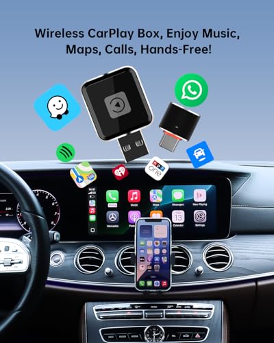 Mini Wireless CarPlay Adapter for iPhone, USB-A to USB-C Adapter