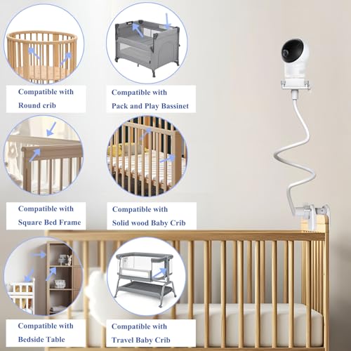 Flexible Baby Monitor Stand Mount Holder Compatible with eufy Security E30 / E20 / C220 / E21/ E110 / C2110 / T8417/ T8354/ T8300 Cameras Adjustable Baby Cameras Stand Clip Clamp Mount - size: 33.48" for eufy E30/E110/C220/E220/C2110