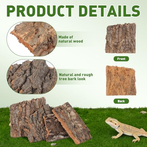 4Pcs Reptile Bark Climbing Platforms Natural Cork Wood Terrarium Decor Reptile Hideouts Tank Accessories for Snakes Lizards Small Pets