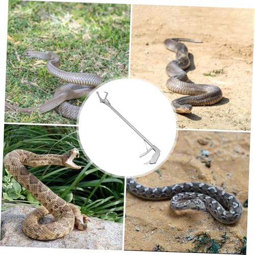 Alasum 1pc Folding Stainless Steel Snake Catcher Clamp Lock Practical Reptile Grabber Tool for Safe and Capture Gardens and Zoos