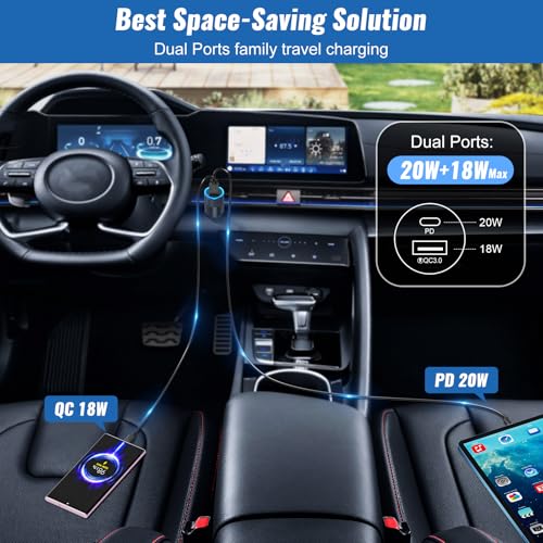 2Pack Car Chargers, Dual Ports USB C & USB-A Cigarette Lighter Adapter - color: 2-Pack