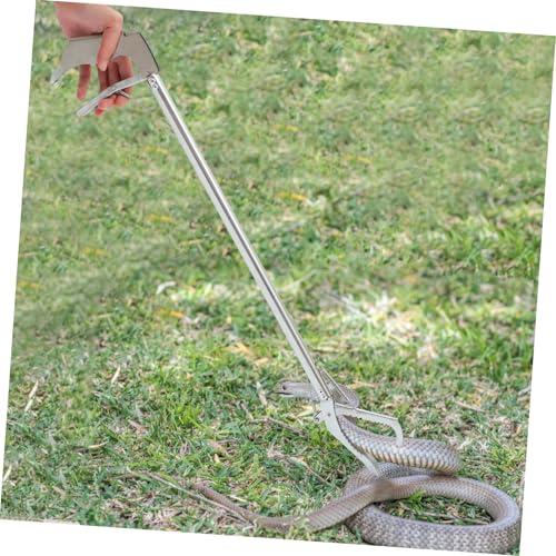 Alasum 1pc Folding Stainless Steel Snake Catcher Clamp Lock Practical Reptile Grabber Tool for Safe and Capture Gardens and Zoos