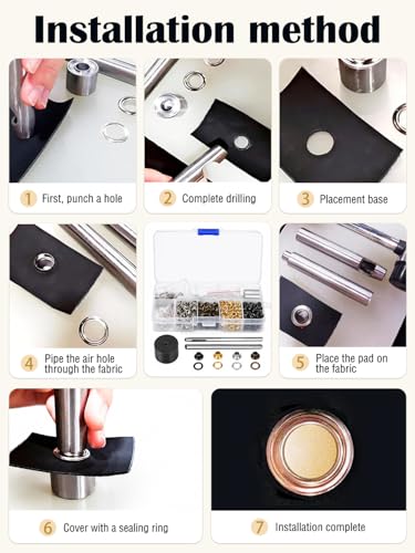 Moofey 3mm Leather Grommet Kit, 420 PCS Eyelets and Grommets with 3 Tools