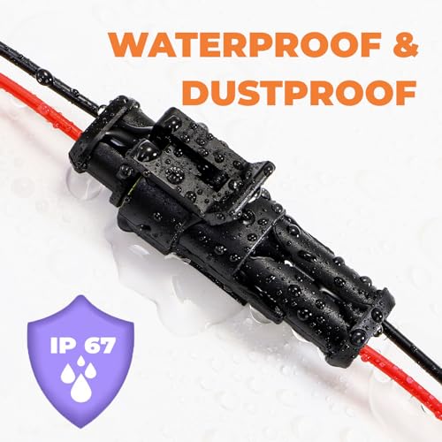 Hiceeden 12 Kits 2 Pin Waterproof Connector 16AWG 2 Wire Auto Electric Plug