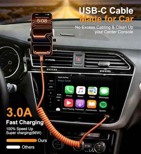 USB to USB C Cable Fast Charging 60W 2Pack 3FT Coiled USB A to USB C Cable - color: Orange, size: 3FT