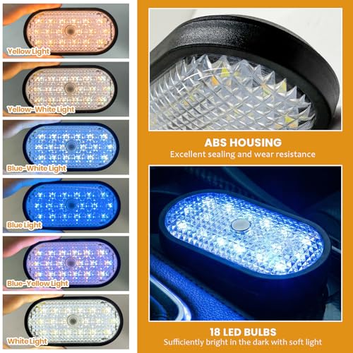Car LED Dome Lights, 5V Wireless Bright Vehicle Roof Light Trunk Lamp with Cable, USB Rechargeable Lamp Battery Powered Ceiling Light for Most Vehicles, Car Accessories