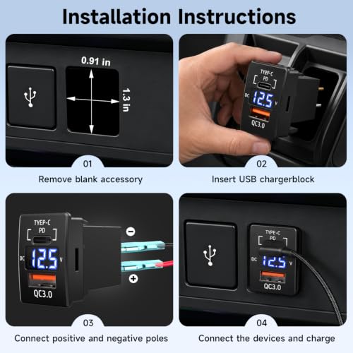 USB C Car Charger PD+QC 3.0 - size: PD+QC+Voltmeter
