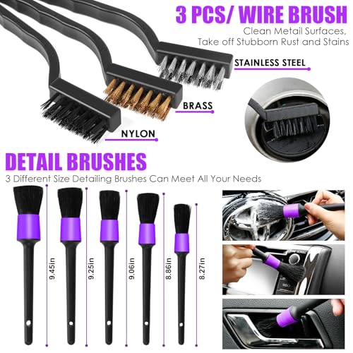 20PCS Car Cleaning Kit, Car Interior Detailing Kit with Purple High Power Handheld Vacuum, Detailing Brush Set, Windshield Cleaner, Cleaning Gel, Complete Auto Accessories for Women - color: Purple