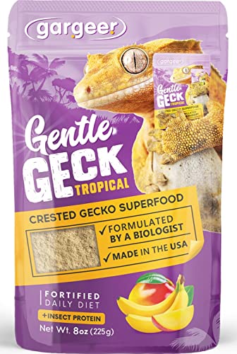 Gargeer 8oz Complete Crested Gecko Food Diet. Premium Mix, Ready to Use Freshly Made Powder. Unique Formula, Developed & Made in the USA. Enjoy! (Tropical + Insects Protein) - size: 8 Ounce (Pack of 1)