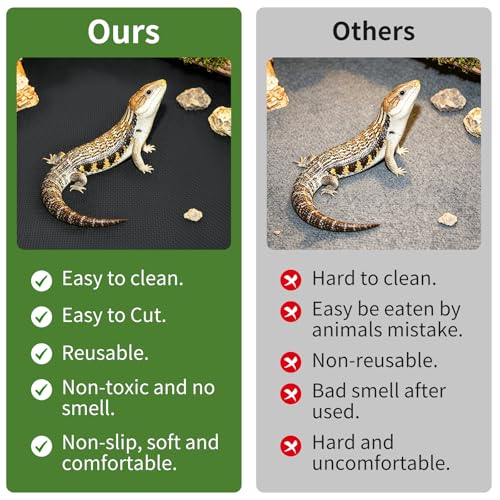 24"x60" Bearded Dragon Tank Accessories Reptile Mat 40 Gallon, Non-Slip Reptile Tank Liner with 4 Carpet Corners, Reusable Bearded Dragon Tank Flooring for Bearded Dragon, Leopard Gecko,Lizard