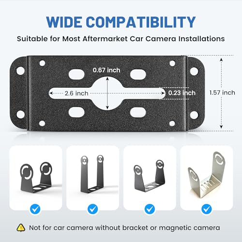 EWAY Backup Camera Adapter Bracket for Furrion Pre-Wired RVs System, U-Shaped Aftermarket Rear View Cam Mounting Plate Mount w/Plug and Play Power Pigtail Connector
