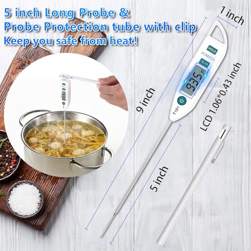 BOMATA 6 Pack Waterproof IPX7 Meat Thermometer Instant Read Food Thermometer with Long Probe for Water, Liquid, Kitchen Cooking, Grill,BBQ ! T101 X 6 Pcs (Black & Red & White)… - color: Black,Red,White