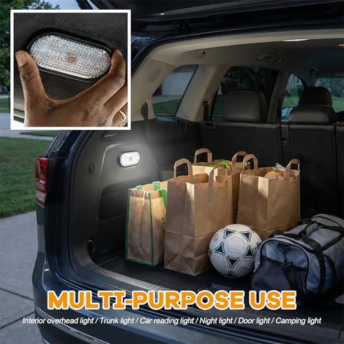 Car LED Dome Lights, 5V Wireless Bright Vehicle Roof Light Trunk Lamp with Cable, USB Rechargeable Lamp Battery Powered Ceiling Light for Most Vehicles, Car Accessories