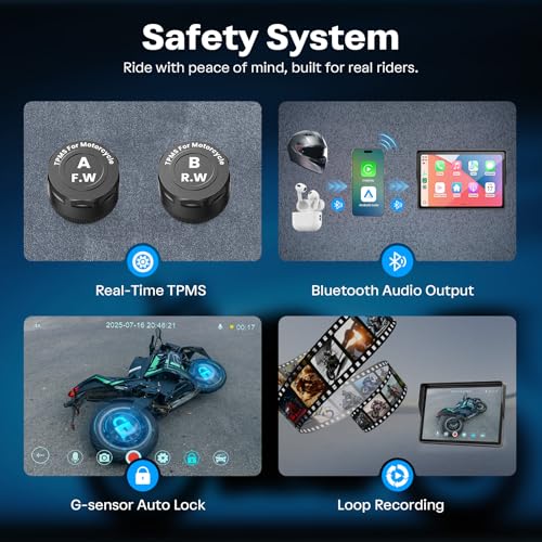 WonVon Upgraded 5" Motor CarPlay GPS Navigation with TPMS - color: 5 Inch+TPMS+Dual Cam