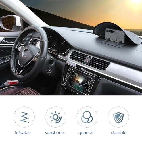 Cell Phone Sun Shade, Anti-glare & Heat-blocking Vehicle Dashboard Phone Cover, No-install Foldable Mobile Sunproof Shade, Universal for Cars, Trucks, SUVs (Black)