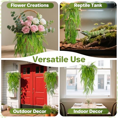 RAINFLOW 3PCS Artificial Terrarium Plants - Lifelike Reptile Habitat Vines, Fake Hanging Plants with Bendable Vine, Reptile Tank Accessories for Bearded Dragon, Chameleon, Lizard Snake Cage Decor