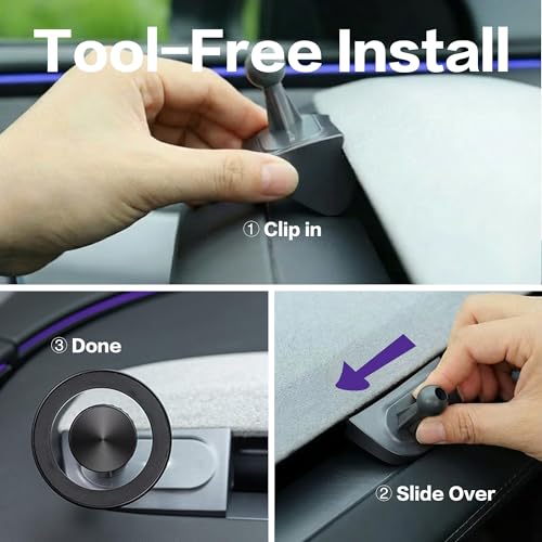 Magnetic Phone Mount, Only compatible with Tesla Model 3 Highland (2024-2026) & Model Y Juniper (2025-2026), Driver-Side Corner Vent, Tool-Free Install, Fixed Base, 360° Adjustable Head, Black