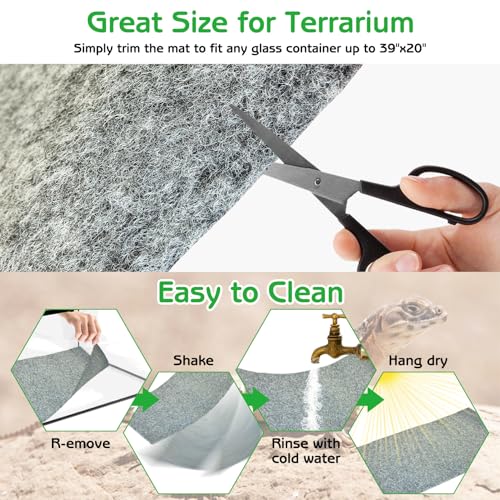 Tfwadmx Reptile Carpet, 2 Pack of Bearded Dragon Mat Terrarium Bedding Substrate Liner Reptile Mat for Snake Turtle Lizard Geckos Hermit Crabs (24'' X 16'')