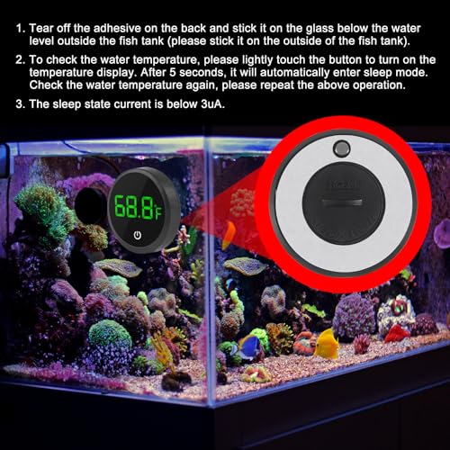 ACEIRMC 4pcs Fish Tank Digital Thermometer Accurate LED Display to ±0.9°F Tank Thermometer Aquarium Temperature Measurement Suitable for Fish, Axolotl, Turtle or Aquatic