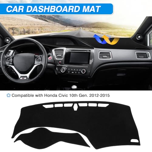Cartist Black Dash Cover for 2012-2015 Honda Civic Dashboard Cover Mat - size: Honda Civic 2012-2015
