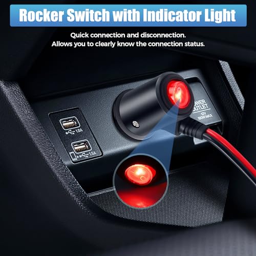 12V Cigarette Lighter Male Plug Replacement with On Off Switch and Leads 1.8FT 14AWG Cigarette Lighter Adapter Extension Cable For Car Truck Motorcycle - size: 1.8FT