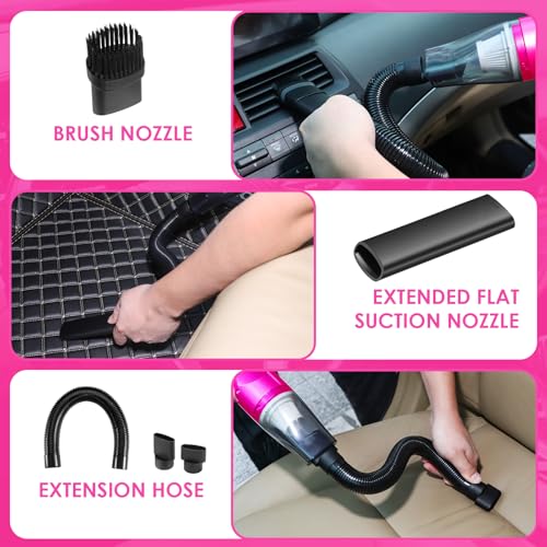 20PCS Pink Car Cleaning Kit, Car Interior Detailing Kit with Red High Power Handheld Vacuum, Detailing Brush Set, Windshield Cleaner, Cleaning Gel, Complete Auto Accessories for Women - color: Pink