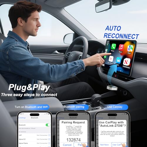Wireless CarPlay Adapter for iPhone [2025 Upgraded], Plug & Play, Mini Size, Converts Wired to Wireless Apple CarPlay,No Delay Carplay Dongle for Apple iOS 10+/Android 11+ and Above
