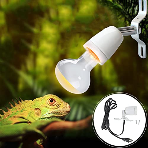 Ejoyous Reptile Light Fixture, E27 Rotatable Reptile Pet Clip Heat Lamp, Reptile Ceramic Heat Lamp Holder, Adjustable Reptile Bulb Base Socket Holder 300W (US Plug)