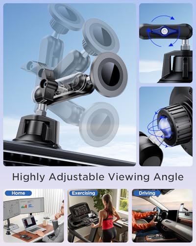 Magnetic Car Phone Holder [3-in-1] for Dashboard, Windshield & Vent, with Strong Suction Cup, Adjustable Metal Arm & 360° Rotation, Universal Phone Mount for All Cell Phones
