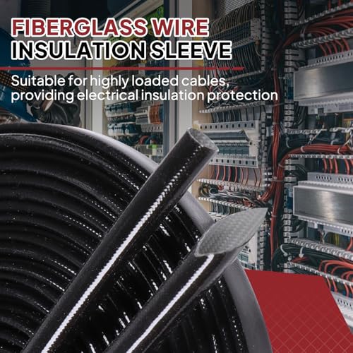 Silicone Fiberglass Sleeve Heat Shield Wire Protective High Temperature Electrical Insulation Self-extinguishing Black (9/16"-9ft) - style: 9/16"-9ft
