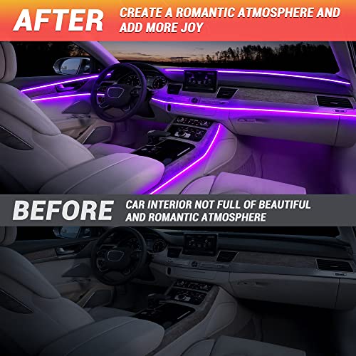 Interior Car LED Strip Lights 470 inches Fiber Optic tubing USB Powered RGB 10 in 1 Car Neon with Wireless APP and Remote Control, Ambient Lighting Kits 16 Million Colors,Sync to Music - size: 10 in 1