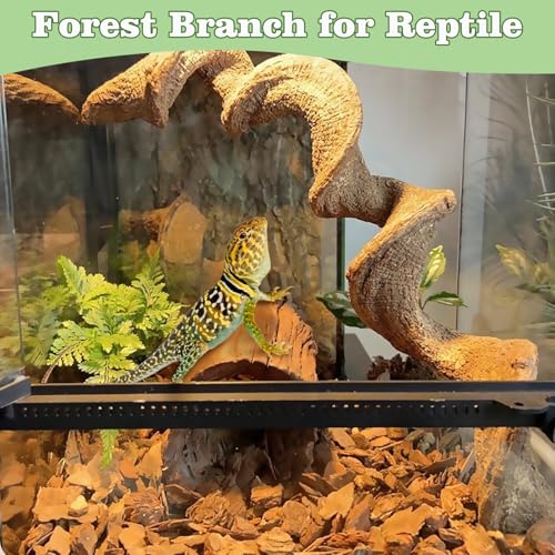 Reptile Cork Bark with Reptile Climbing Decor Thick Wood Branches Snake Habitat Decorations Terrarium Wooden Tree Trunk Ornament